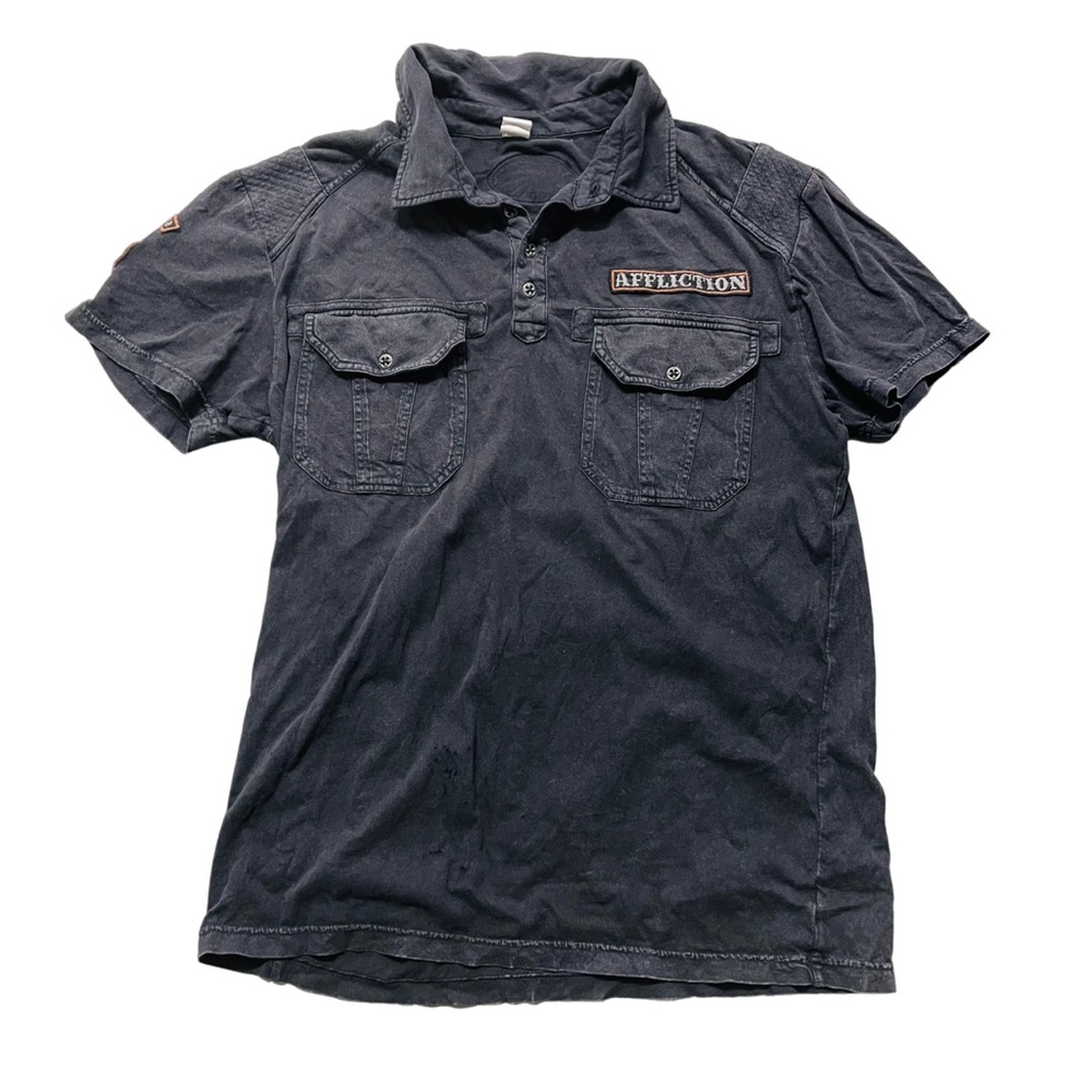 Affliction Black Basic Polo Shirt | SZ XL